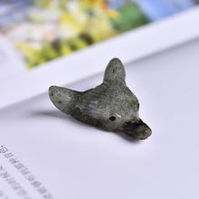 Load image into Gallery viewer, 1pcs Fashion Natural Crystal Carved Wolf Head Pendant Rose Quartz Fluorite Amethyst Natural Mineral Pendant Jewelry DIY Gift
