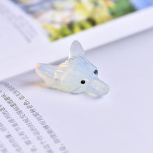 Load image into Gallery viewer, 1pcs Fashion Natural Crystal Carved Wolf Head Pendant Rose Quartz Fluorite Amethyst Natural Mineral Pendant Jewelry DIY Gift