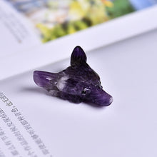 Load image into Gallery viewer, 1pcs Fashion Natural Crystal Carved Wolf Head Pendant Rose Quartz Fluorite Amethyst Natural Mineral Pendant Jewelry DIY Gift