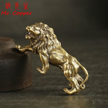 Load image into Gallery viewer, Antique Bronze Male Lion King Statue Small Ornaments Solid Copper Mountain Lions Miniature Figures Brass Sculpture Crafts Decor