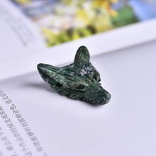 Load image into Gallery viewer, 1pcs Fashion Natural Crystal Carved Wolf Head Pendant Rose Quartz Fluorite Amethyst Natural Mineral Pendant Jewelry DIY Gift
