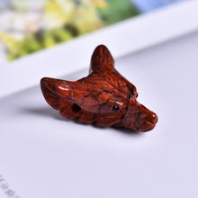 Load image into Gallery viewer, 1pcs Fashion Natural Crystal Carved Wolf Head Pendant Rose Quartz Fluorite Amethyst Natural Mineral Pendant Jewelry DIY Gift
