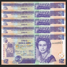 Load image into Gallery viewer, 1 PCS/5 PCS/ 10 PCS, Belize 2 Dollars, 2014-2017, P-66, UNC, America Banknotes, Collection, Gift
