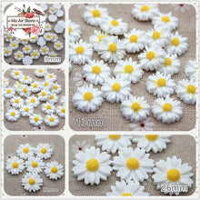 Load image into Gallery viewer, 9/13/16/22/26mm white daisy flower resin flatback cabochon DIY jewelry phone decoration No Hole
