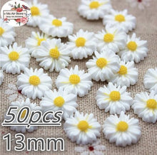 Load image into Gallery viewer, 9/13/16/22/26mm white daisy flower resin flatback cabochon DIY jewelry phone decoration No Hole
