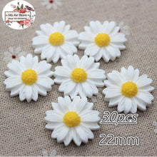 Load image into Gallery viewer, 9/13/16/22/26mm white daisy flower resin flatback cabochon DIY jewelry phone decoration No Hole
