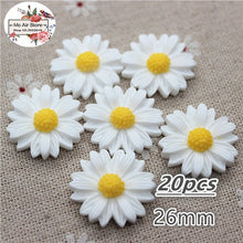 Load image into Gallery viewer, 9/13/16/22/26mm white daisy flower resin flatback cabochon DIY jewelry phone decoration No Hole
